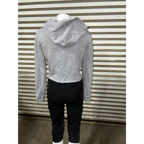 Victoria Secret Pink hoodie crop pullover long sleeve gray with Pink size XS - Picture 3 of 7